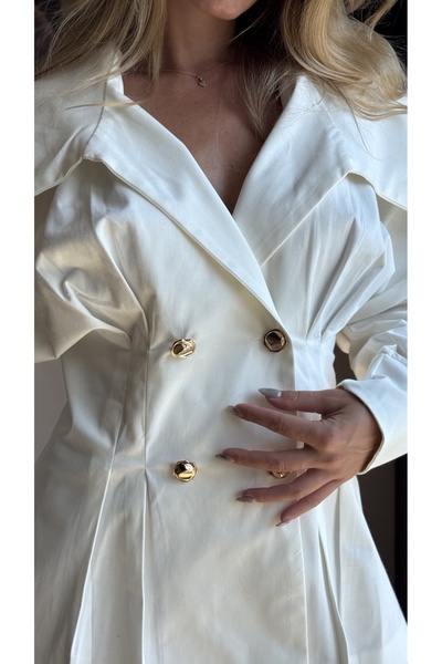 Maelle Studio Cape Collar Gold Button Detailed Shirt