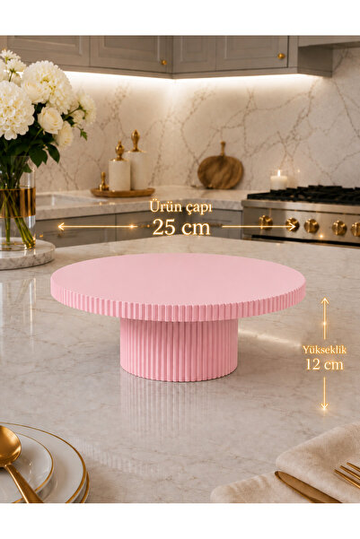 Mazaka Studio Doğum Günü Pasta Standı Kek Standı Cupcake Standı 25 Cm Çap Pembe