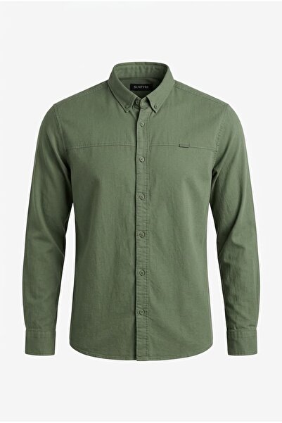 sunfyre Men's Mint Piece Slim Fit Gabardine Shirt Sun475