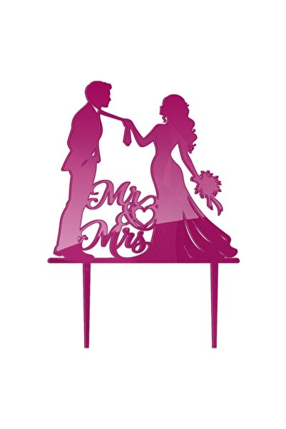 Decoratiuni Dulci Topper decor tort nunta Miri cravata | Mr&Mrs - Magenta
