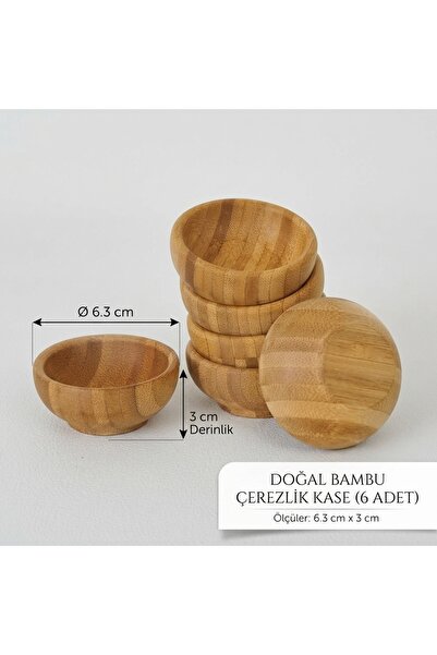 KAPLANBABA Bamboo Round Snack Bowl Bamboo Snack Bowl Bamboo Bowl 6 Pieces