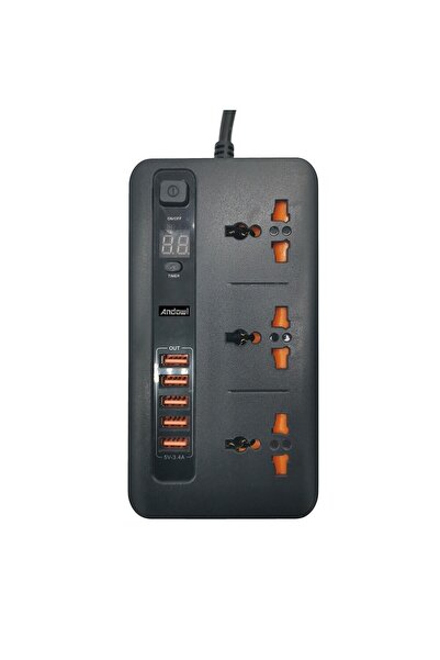 Andowl Πολύπριζο με 5 θύρες USB 3.4A και 3 πρίζες