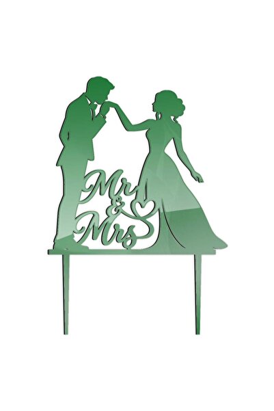 Decoratiuni Dulci Topper decor tort nunta Miri sarut | Mr&Mrs - Verde oglinda