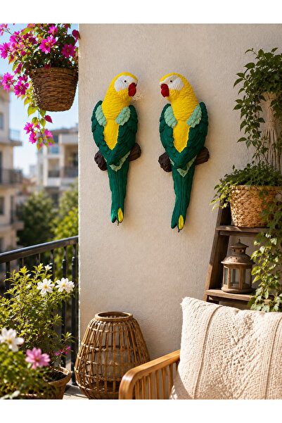 BUBUHOMEDECOR Premium Dekoratif Papağan Çift Duvar Süsü – Balkon ve Ev Dekora...