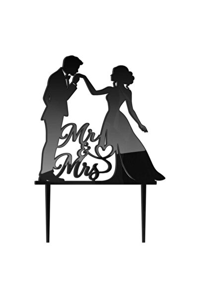 Decoratiuni Dulci Topper decor tort nunta Miri sarut | Mr&Mrs - Negru