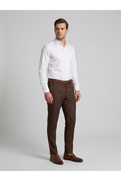 centilmen ECER Erkek Slim Fit Keten Görünümlü Klasik Kumaş Pantolon 24786610