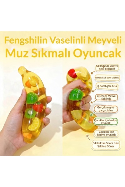 vattara Muz Squishy Banana Sukuşi Vazelin Dolgulu Büyük Boy Squishy Stres Oyu...