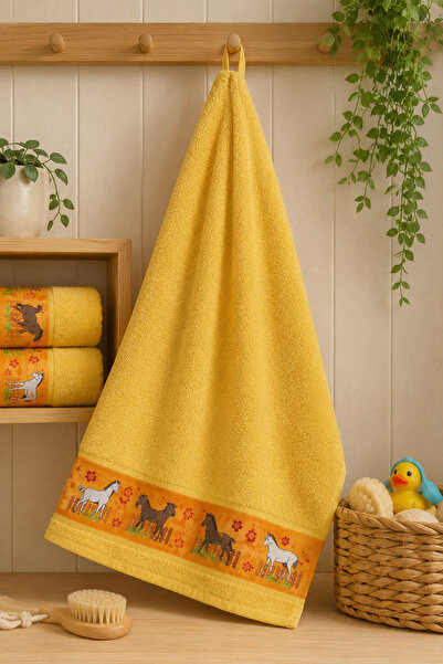 vinezza 70x110 cm %100 Bambu Pamuk Organik Tekli Havlu 1. Kalite-At Desenli B...