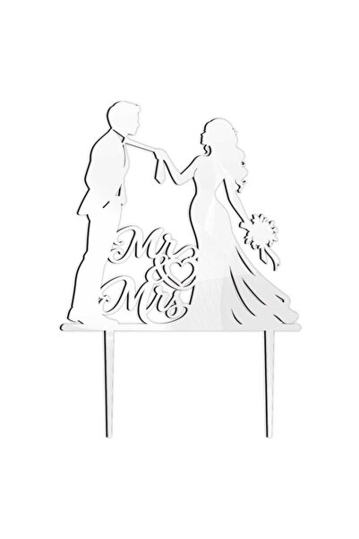 Decoratiuni Dulci Topper decor tort nunta Miri cravata | Mr&Mrs - Alb