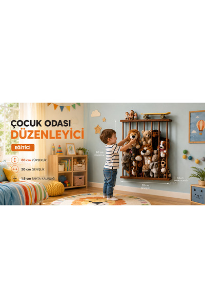 Akgül ev ve bahçe tekstil mobilya OYUNCAK DOLABI Peluş oyuncak düzenleyici ra...