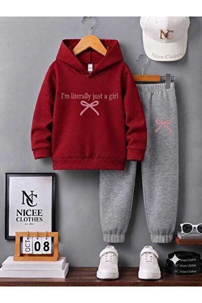 NC Nicee Clothes طقم رياضي للأطفال للجنسين (طباعة نصية باللون الوردي من I.M ل...