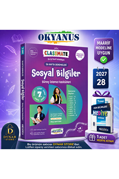 Okyanus Yayınları 7 sınıf classmate 36 hafta denemeleri sosyal bilgiler süreç...