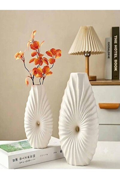 Mony moon Nordic Ceramic Vase Set of 2 White - Modern Floral Vase with Wavy, ...
