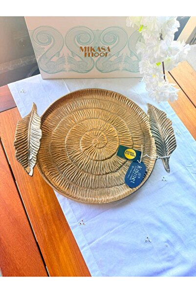 Mikasa Moor Antik Gold Yaprak Kulplu Tepsi