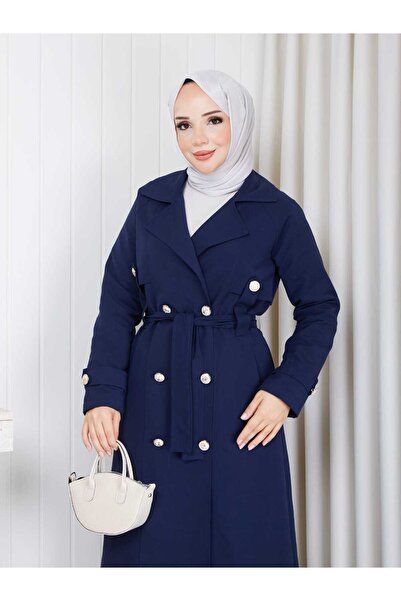 Vibeys Moda Keten Kumaş İçi Astarlı Araboy Kadın Trençkot