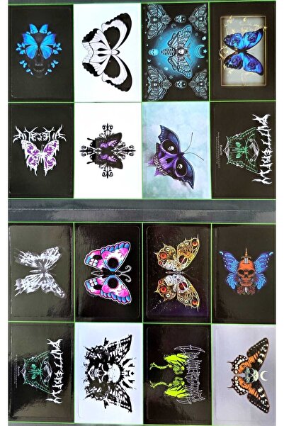 Corvus kolye&bileklik Gothic Butterfly Sticker Series 6X4 cm 16-Pack