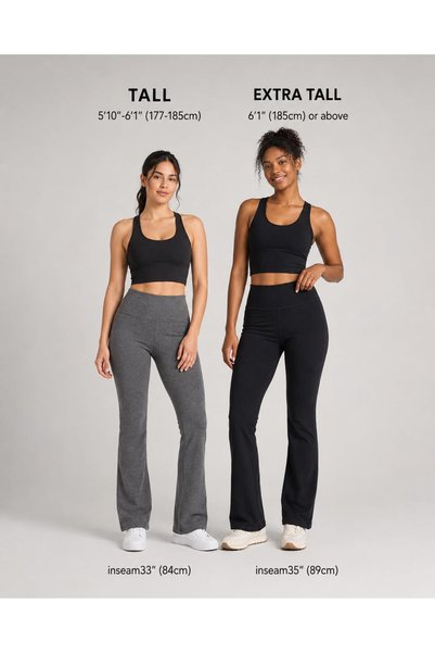 Zylioo Colanți evazați cu talie înaltă pentru femei, 83.8 cm/88.9 cm, extra lungi, din bumbac, pantaloni de yoga tip bootcut cu buzunare pentru ținute casual și relaxare.
