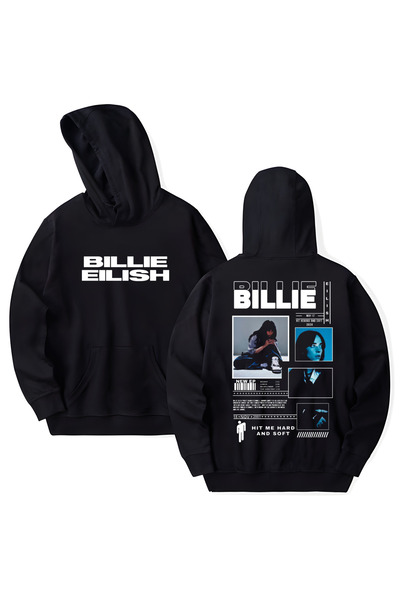 STİL-X Billie Eilish Printed Cotton Long Sleeve Hooded Sweatshirt with 3 Yarns