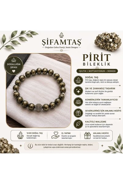 ŞİFAMTAŞ Pyrite Natural Stone Bracelet