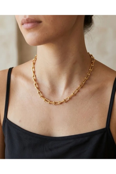 ZEY Steel Gold Color Thick Ring Chain Women's Necklace