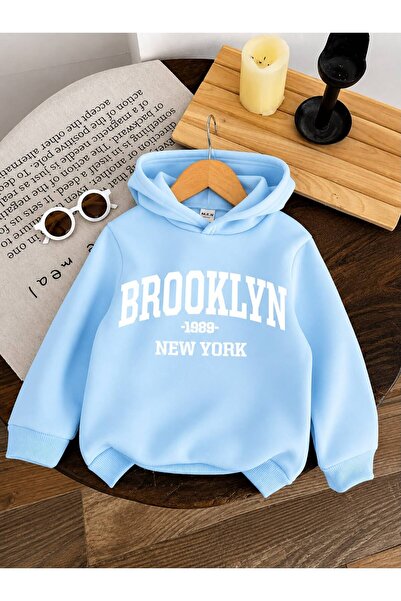 BENROMA Παιδικό φούτερ με κουκούλα, unisex, με στάμπα Brooklyn, από χτενισμέν...