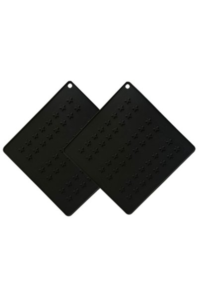 Kittiwake Home Life Set of 2 Black Silicone Trivets 16X16 cm – Hot Pot and Pa...