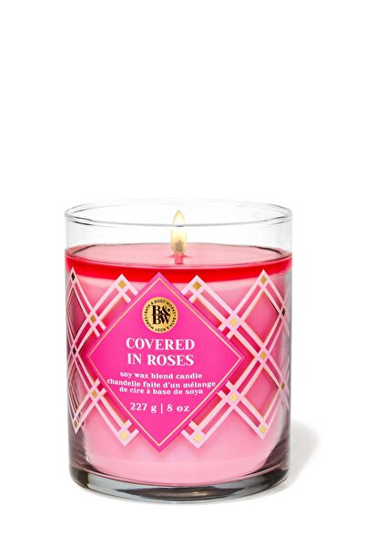 Bath and Body Works شمعة ذات فتيلة واحدة مغطاة بالورود