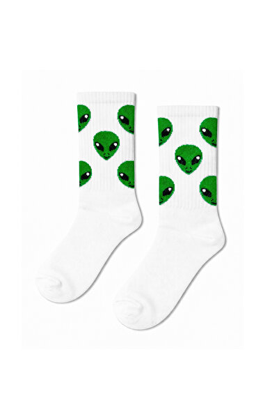 CARNAVAL SOCKS Uzaylı Nakışlı 6'lı Kutulu Çorap Seti – Siyah Beyaz Tenis