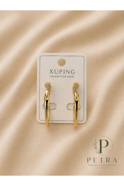 XUPING Taş Detaylı Uzun Gold Halka Küpe