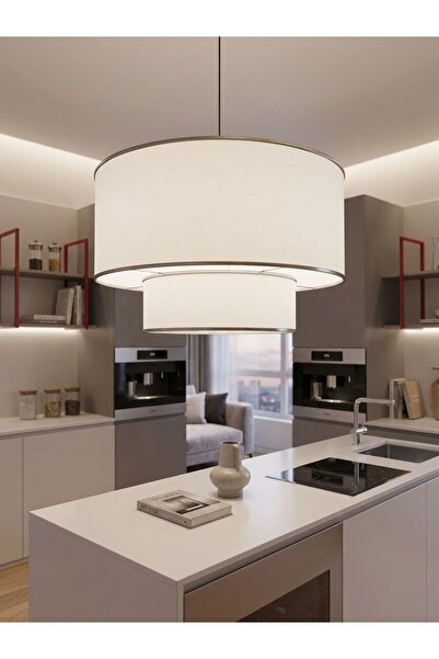 Emg DesiGn XXL Kumaş Sarkıt Avize 45 cm Çap Bohem Rustik Modern Vintage Salon...