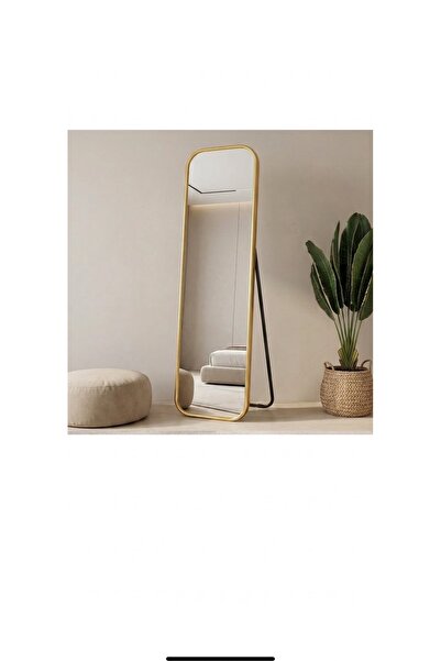 Genel Markalar Lüks Gold Metal Çerçeveli Ayaklı Boy Aynası 42x152 cm - Kırılm...