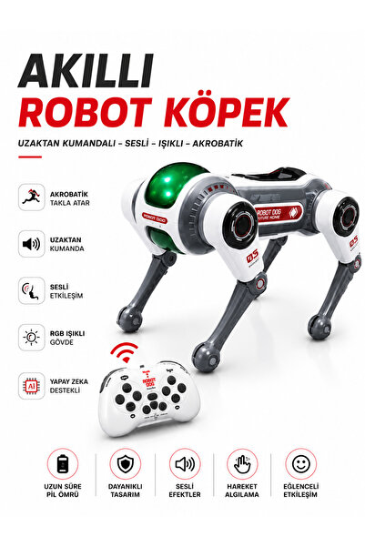 DEANB AI Ses Kontrollü Akıllı Robot Köpek Akrobatik Hareketli Uzaktan Kumanda...