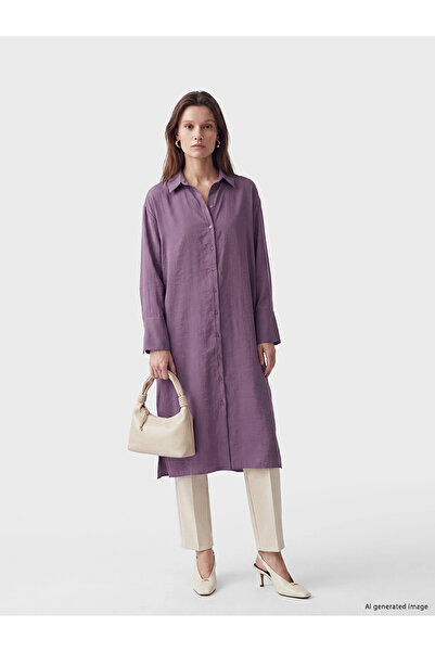 LC Waikiki Lcw modest purple Oversized modal blended women's shirt tunic