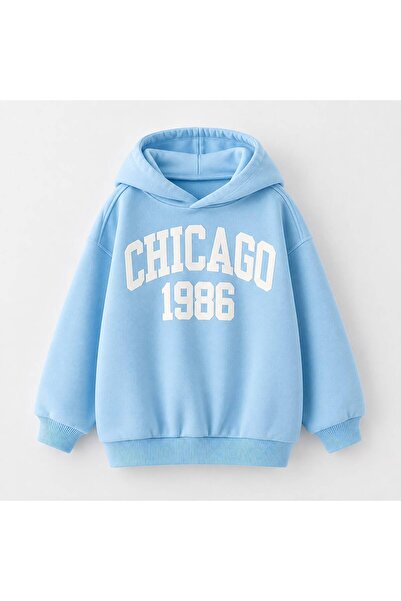 BENROMA 3 Yarn Combed Cotton Chicago 1986 Printed Unisex Children's Hooded Sw...