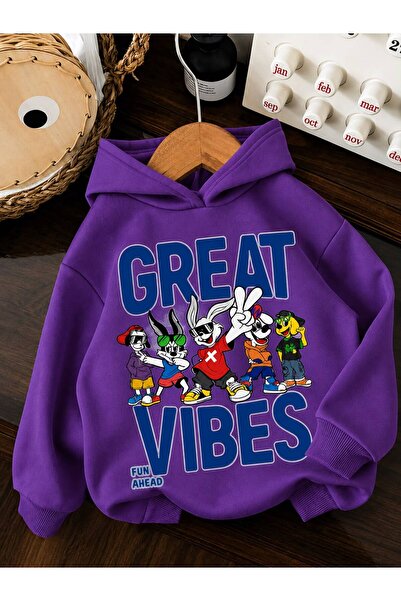BENROMA 3 Yarn Combed Cotton Great Printed Unisex Children's Hooded Sweat Wq2