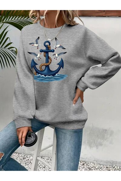 Deocept Women's Printed Crew Neck Comfortable Fit Sweatshirt