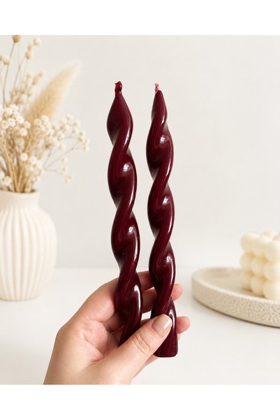 Daisyyartxstudio Zarif burgu mum 21.2 cm bordo parlak