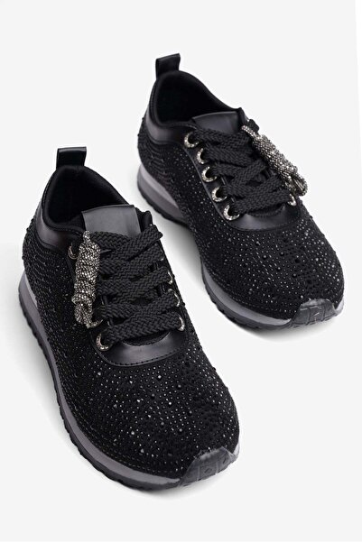 Mubiano Women's Suede Sneaker with Stone Laces Mely Black