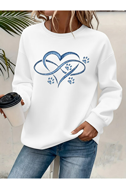 mercoledi Women's Printed Crew Neck Comfortable Fit Sweatshirt