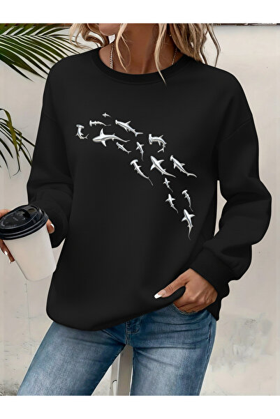 Deocept Women's Printed Crew Neck Comfortable Fit Sweatshirt