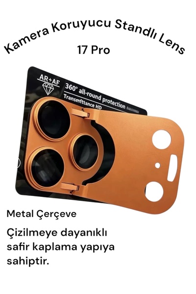 İtarz عدسة كاميرا من الياقوت الأزرق مع حامل برتقالي متوافق مع آيفون 17 برو، إ...