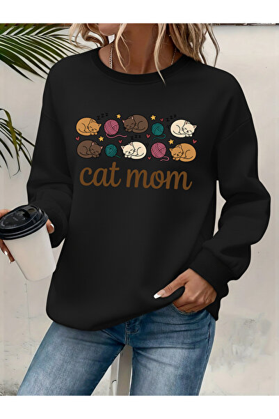 Deocept Women's Printed Crew Neck Comfortable Fit Sweatshirt