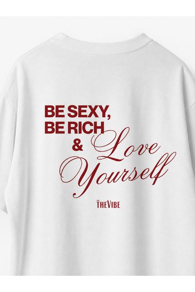 The Vibe Concept Women's Oversize White Back-Printed T-Shirt – Love Yourself