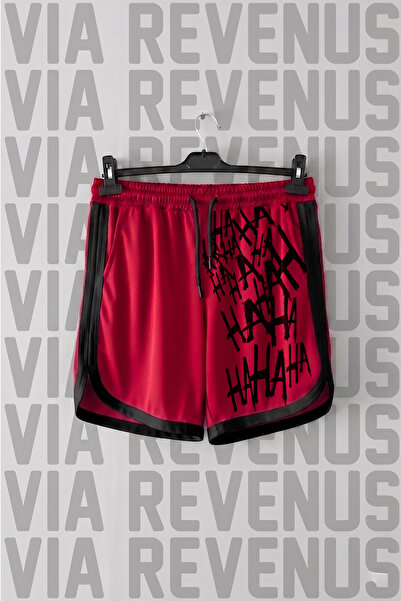 Vordevia Joker Laughter Design Printed Jersey Sports Training Shorts with Pip...