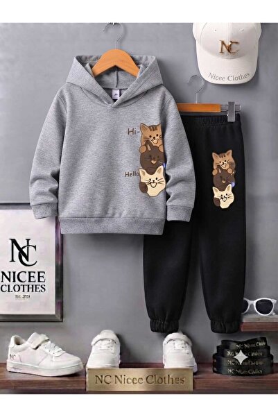 Leto Lykia Children's Tracksuit Unisex (3 Cats Vertical Winter Print)