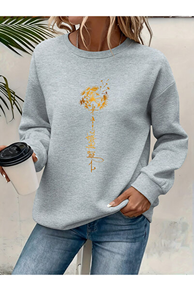 Deocept Women's Printed Crew Neck Comfortable Fit Sweatshirt