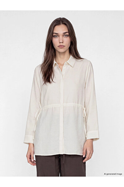 LC Waikiki Γυναικείο πουκάμισο-τουνίκ LCW Modest Ecru Modal Mixed