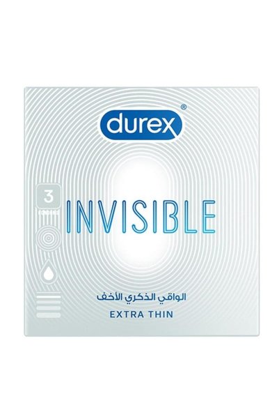 Durex واقي ذكري إنفيزيبل رقيق للغاية مع مزيد من المزلق من ديوركس - 3قطعة