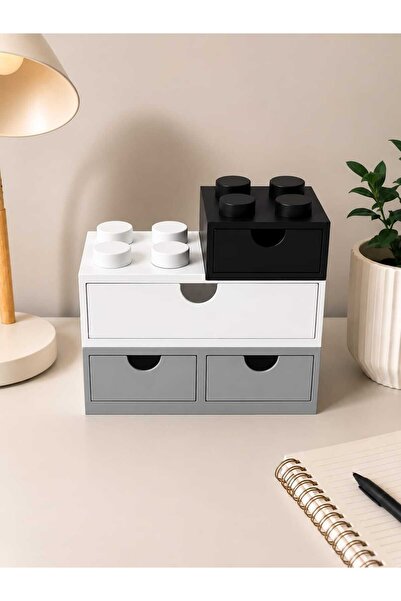 Generic Brand 3-Piece Brick Block Design Desktop Organizer Modular Storage Bo...