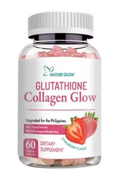 NATUREGLOW Glutathione & Collagen Glow Strawberry Flavor – 60 Organic Chewabl...
